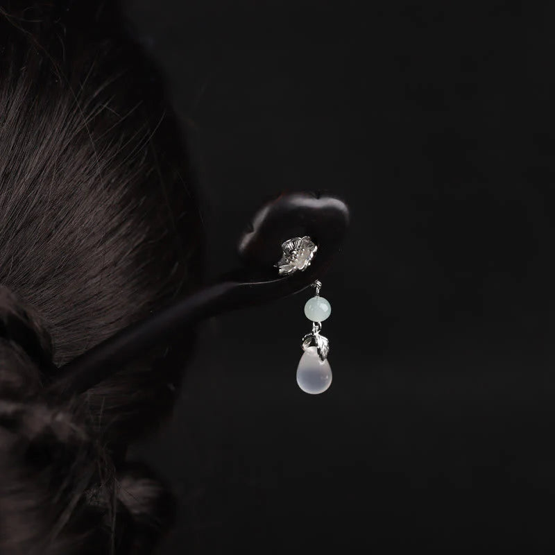 Buddha Stones Ebony Auspicious Cloud Courage Hairpin
