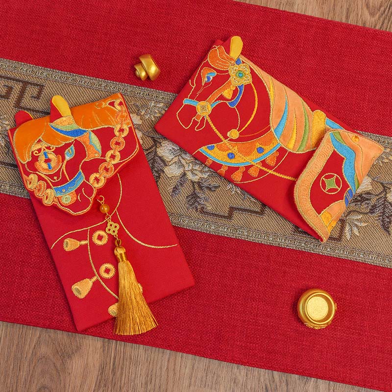 Buddha Stones Embroidery Year Of The Horse 2026 New Year Tassel Chinese Red Envelope