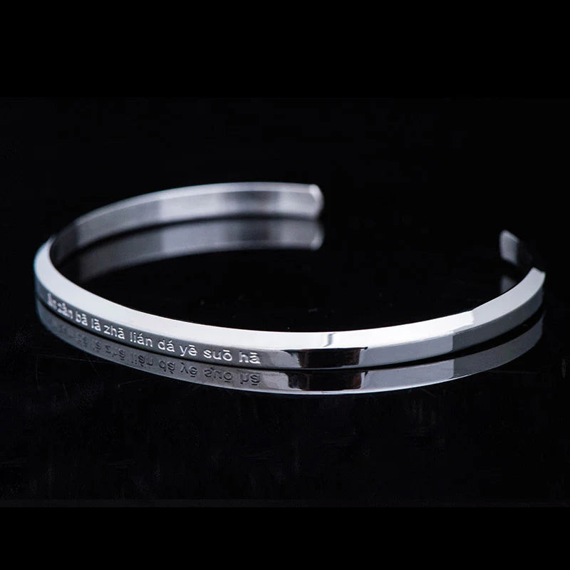 Buddha Stones Six True Words Engraving Titanium Steel Blessing Protection Bracelet