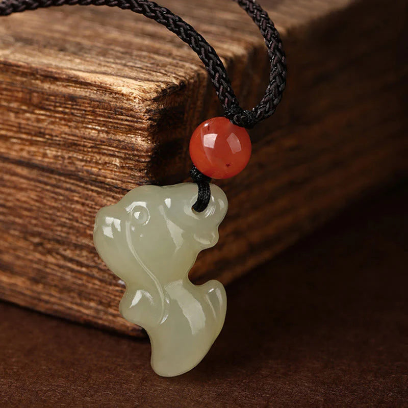 Buddha Stones Chinese Zodiac Year Of The Horse Jade South Red Agate Prosperity Necklace Pendants