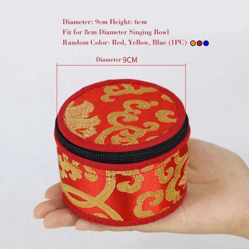 Buddha Stones Tibetan Singing Bowl Storage Bag with Zipper Closure Decoration