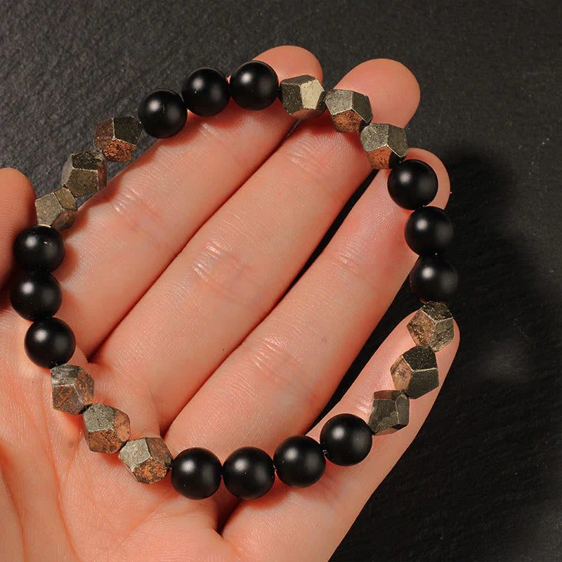 Buddha Stones Pyrite Frosted Stone Confidence Balance Bracelet