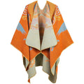 Buddha Stones Tibetan Open Front Auspicious Cloud Crane Pattern Unisex Cozy Scarf Shawl