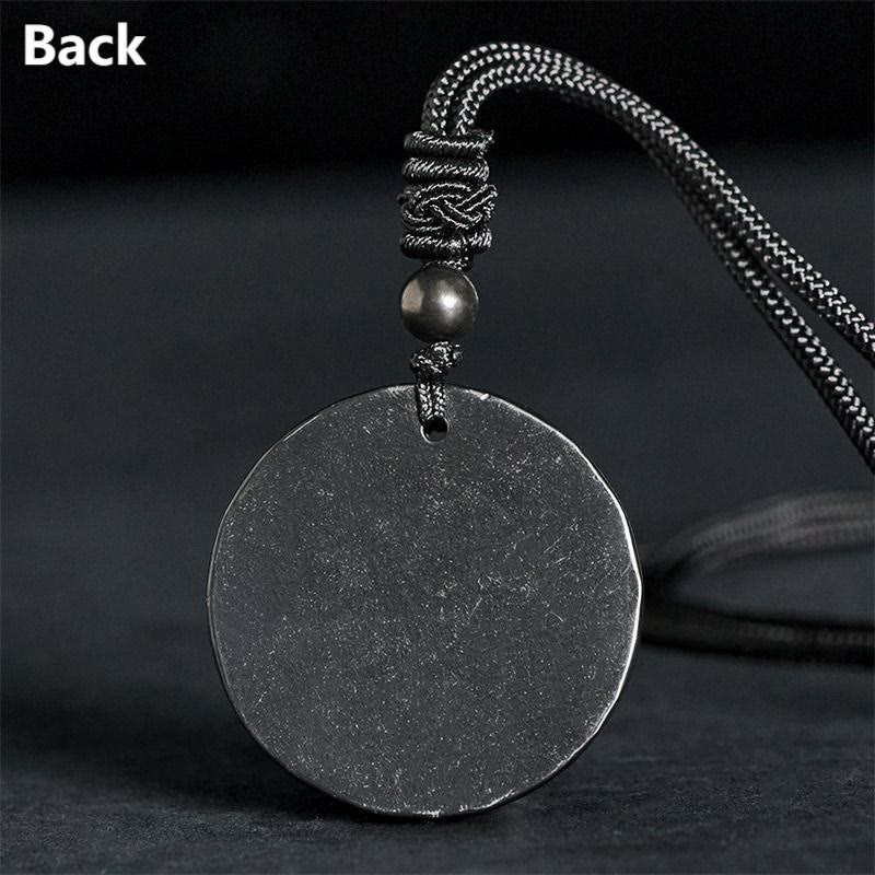 Buddha Stones Flower of Life Carving Design Authentic Shungite Stone Protection Necklace Pendant