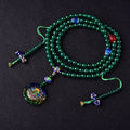 Buddha Stones 108 Mala Beads Natural Green Agate Bodhisattva Green Tara Manifestation Charm Bracelet
