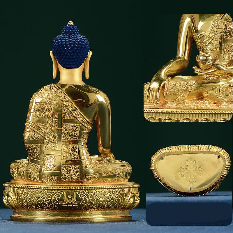 Buddha Stones Buddha Shakyamuni Figurine Enlightenment Copper Statue Home Offering Decoration