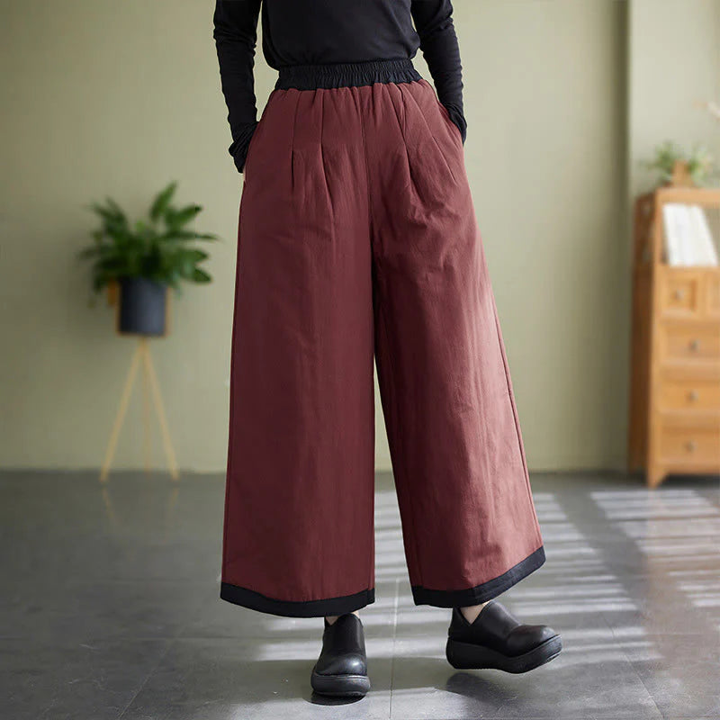 Buddha Stones Casual Plain Women's Wide Leg Pants With Pockets