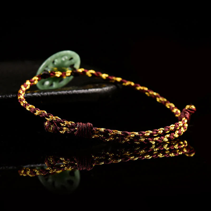 Buddha Stones Jade Sun Braided Rope Abundance Bracelet