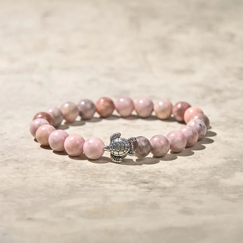 Buddha Stones Turtle Design Zebra Jasper Protection Bracelet