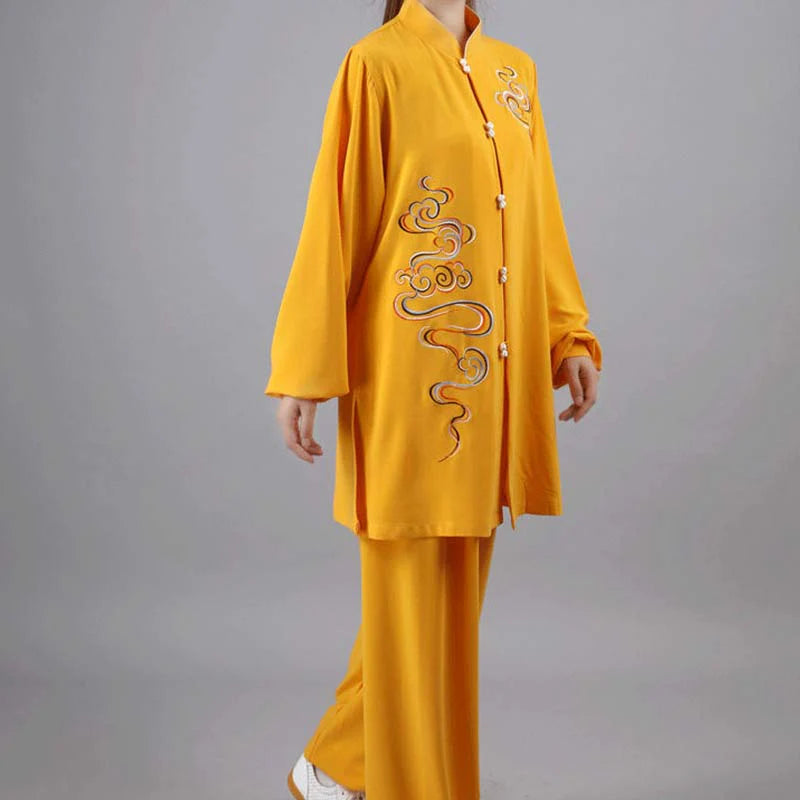 Buddha Stones Auspicious Clouds Embroidery Meditation Prayer Spiritual Zen Tai Chi Qigong Practice Unisex Clothing Set (Extra 30% Off | USE CODE: FS30)