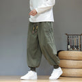Buddha Stones Spring Solid Color Men's Ankle-Length Cotton Pants With Pockets