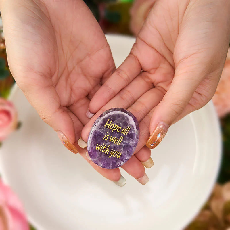 Buddha Stones Hope All Is Well With You Natural Amethyst Palm Stone Growth Crystal Decor