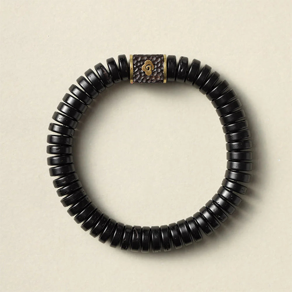 Buddha Stones Tibetan Coconut Shell Auspicious Clouds Positive Bracelet