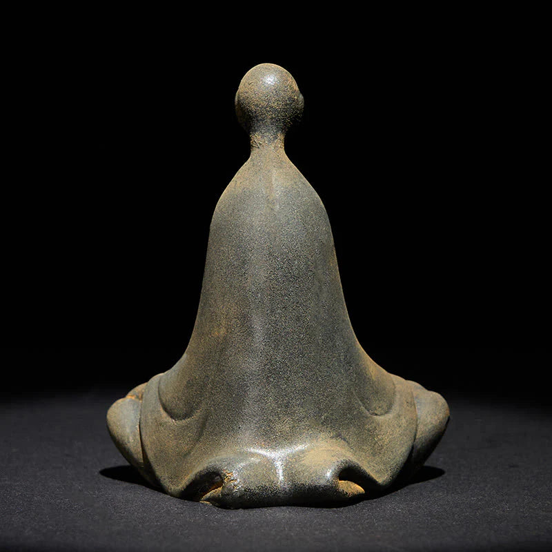 Buddha Stones Handmade Sitting Formless Buddha Iron Powder Rust Cast Resin Statue Decoration