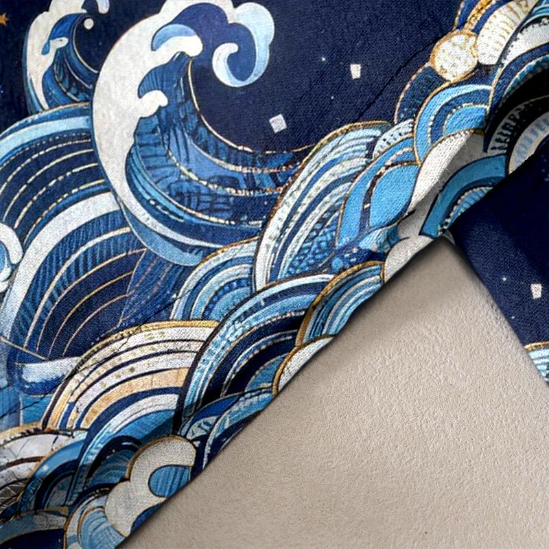 Buddha Stones Pure Cotton Starry Sky Ocean Mythical Beast Pattern Women's Elastic Waist Pants With Pockets