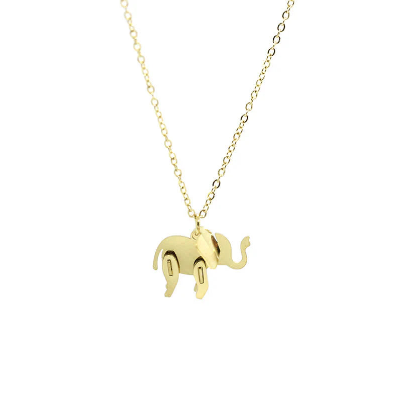 Buddha Stones Elephant Titanium Steel Luck Necklace Chain Pendant