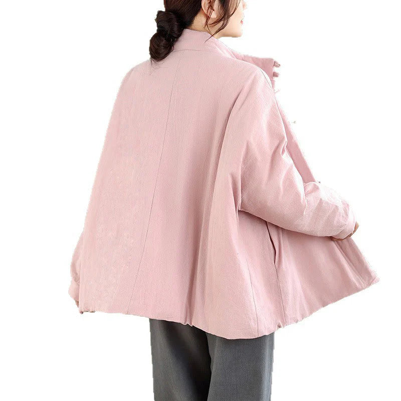 Buddha Stones Women's Winter Chinese Frog-Button Long Sleeve Cotton Thicken Jacket With Pockets