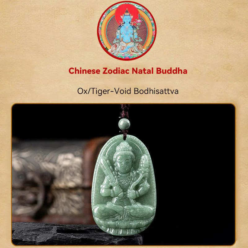 Buddha Stones Chinese Zodiac Natal Buddha Natural Jade Wealth Prosperity Necklace Pendant (Extra 30% Off | USE CODE: FS30)