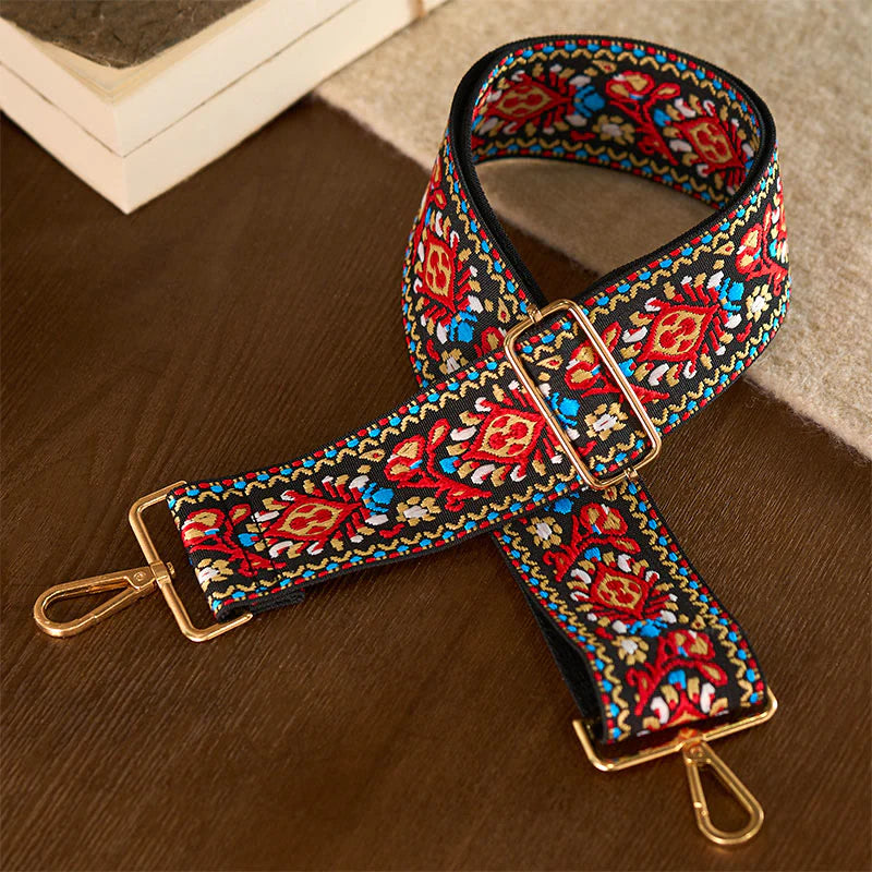 Buddha Stones Bohemian Flower Geometric Stripes Embroidery Adjustable Handbags Crossbody Shoulder Bag Purse Straps Replacement