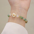 Buddha Stones Green Agate Sun Stone Cat's Eye Bodhi Seed Cat Paw Support Bracelet