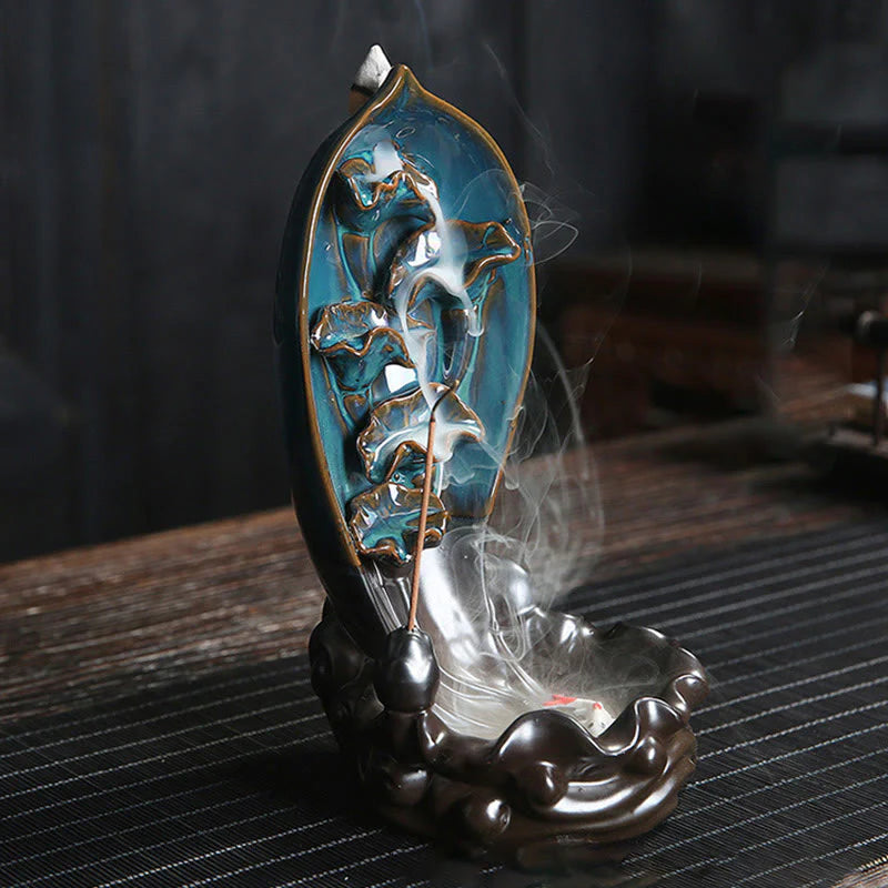 Buddha Stones Waterfall Incense Burner Backflow Incense Holder