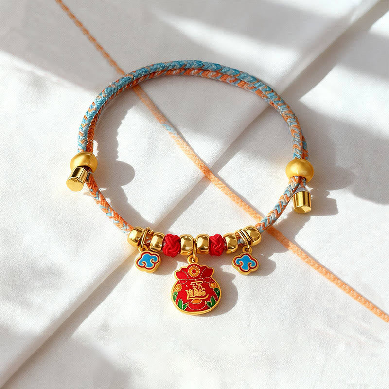 Buddha Stones Colorful String Bead Plaited Fu Character Protection Adjustable Cats Dogs Pet Collar