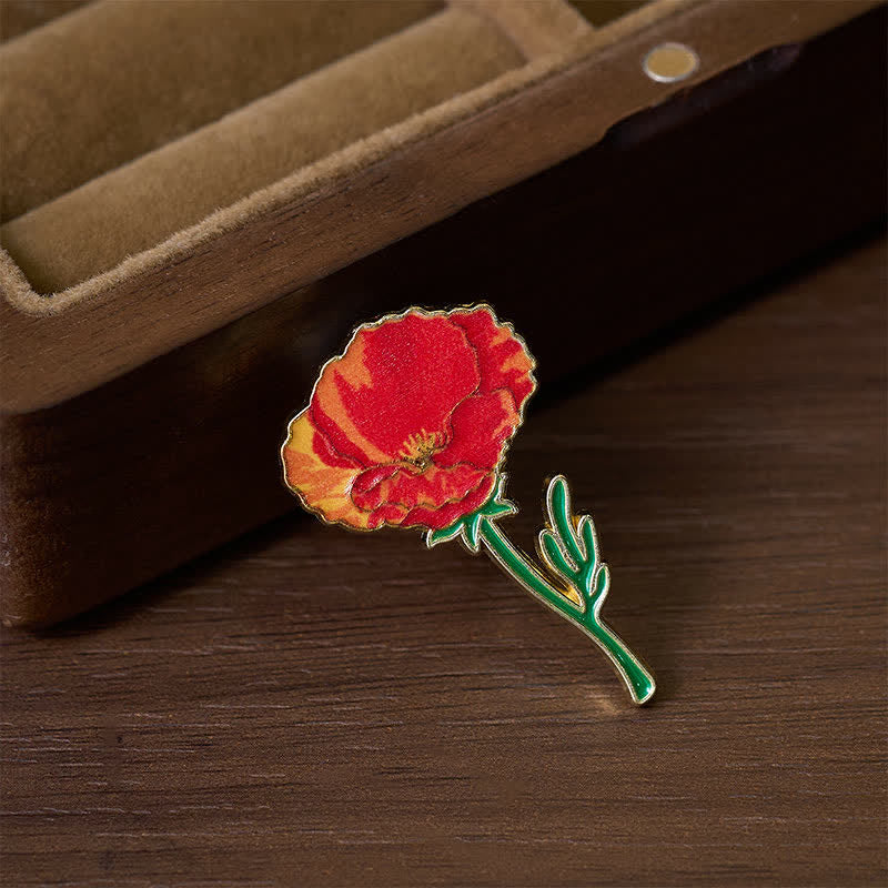 Buddha Stones Small Forget-Me-Not Corn Poppy Lily of the Valley Hydrangea Lupine Copper Brooch