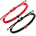 Buddha Stones 2Pcs Handmade Braided Rope Love Heart Luck Couple Bracelet