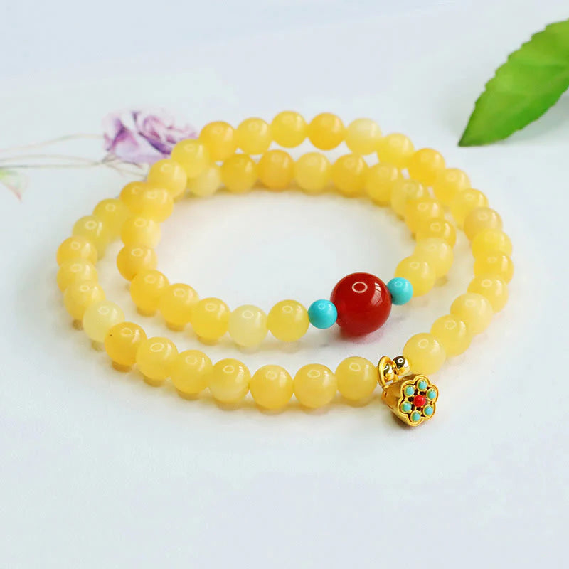 Buddha Stones Topaz Red Agate Bead Fortune Bracelet