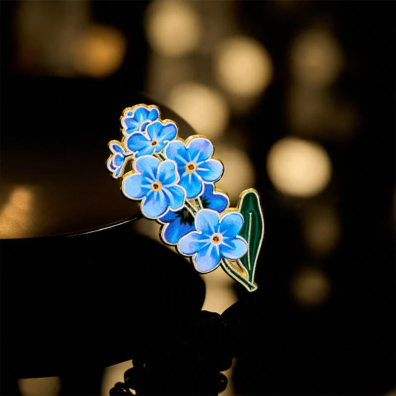 FREE Today: Healing and Luck Small Forget-Me-Not Corn Poppy Lily of the Valley Hydrangea Lupine Copper Brooch