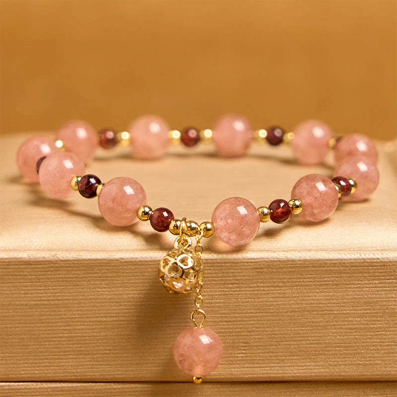 Buddha Stones Natural Strawberry Quartz Garnet Healing Bracelet