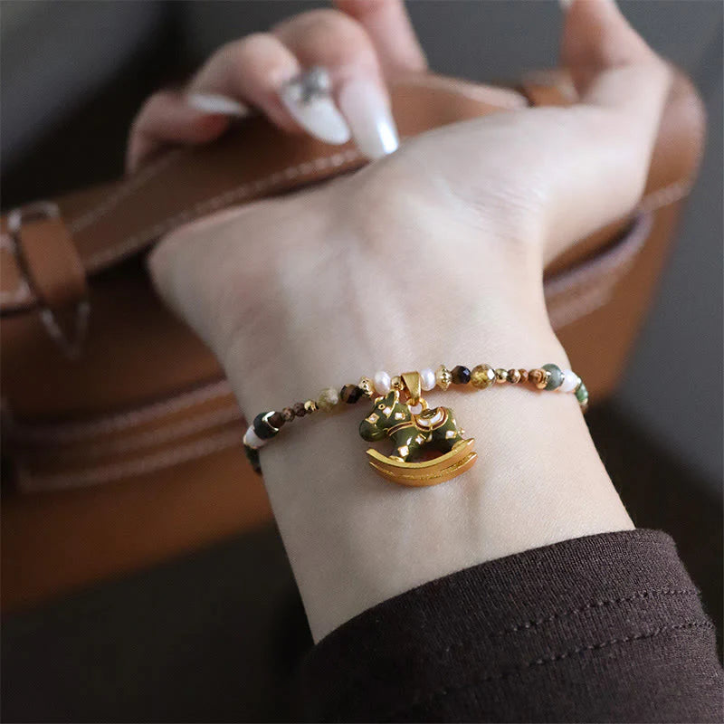Buddha Stones Year Of The Horse Oil Dripping Copper Various Beeds Grace Bracelet