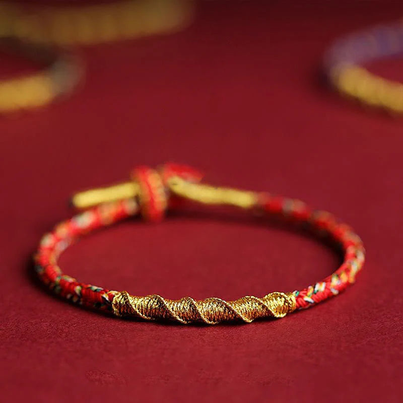 Buddha Stones Handmade Chinese Zodiac Natal Buddha Protection Strength Braided String Bracelet