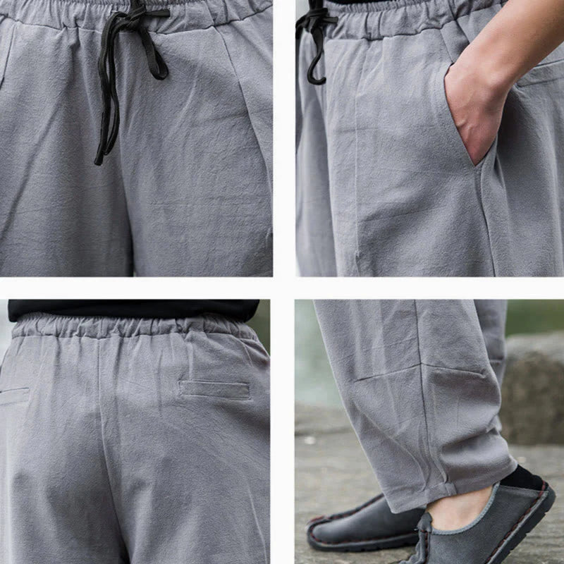 Buddha Stones Plain Casual Bloomer Men's Pants With Pockets
