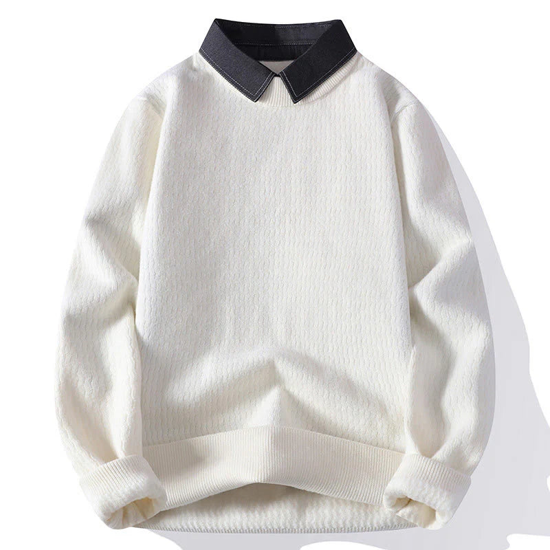 Buddha Stones Winter Stand Collar Design Warm Men's Long Sleeve Knitted Sweater