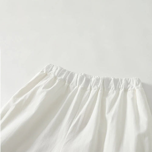 Buddha Stones Artistic Commute Pure Color Ruffled Hem Design Women's Cotton Linen Pants With Pockets