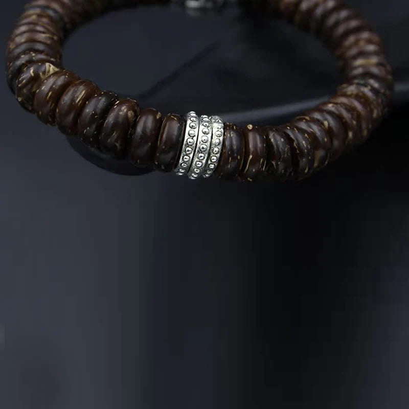 Buddha Stones Natural Tibetan Coconut Shell Om Mani Padme Hum Positive Bracelet