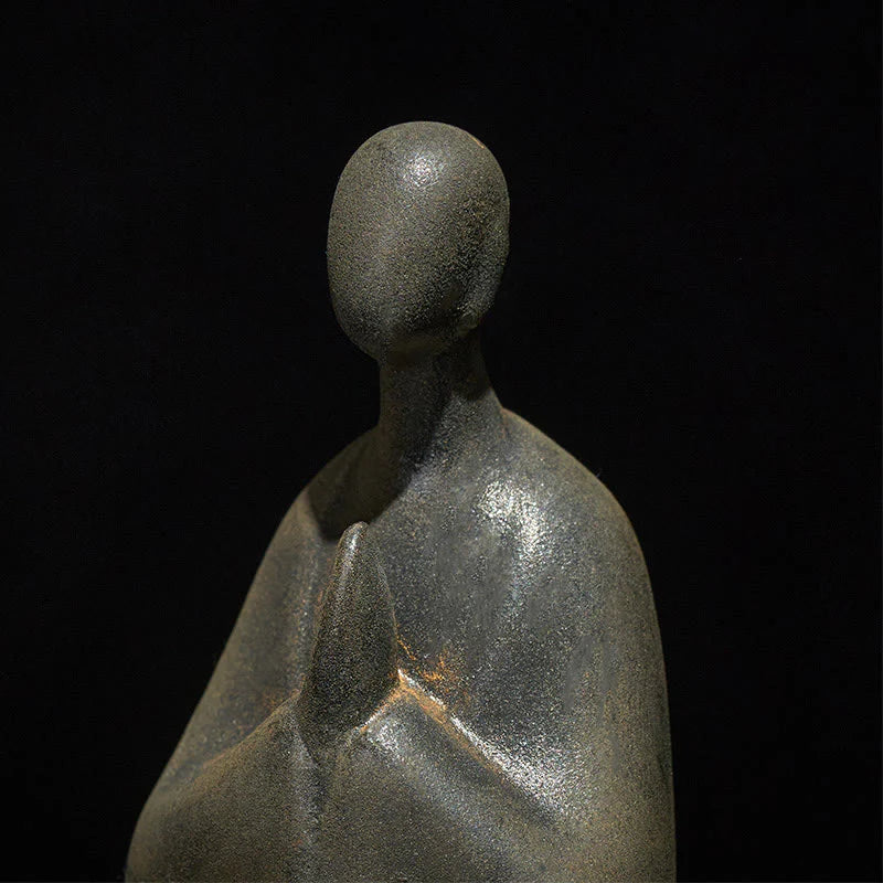Buddha Stones Handmade Formless Buddha Iron Powder Rust Cast Resin Statue Decoration 11.5*9*6.5 cm