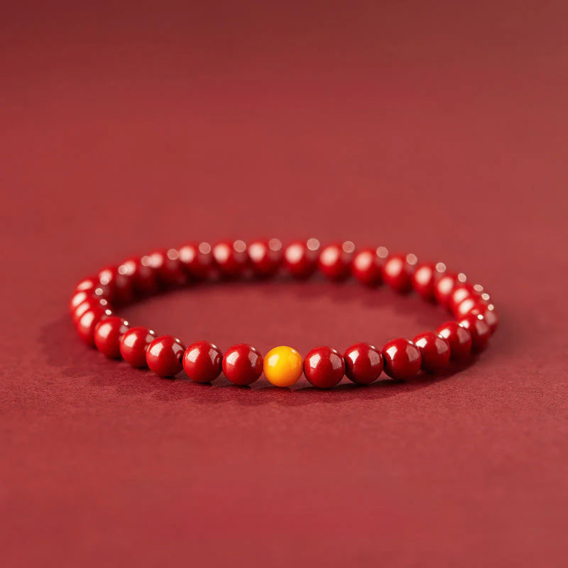Buddha Stones Natural Cinnabar Amber Stone Calm Bracelet
