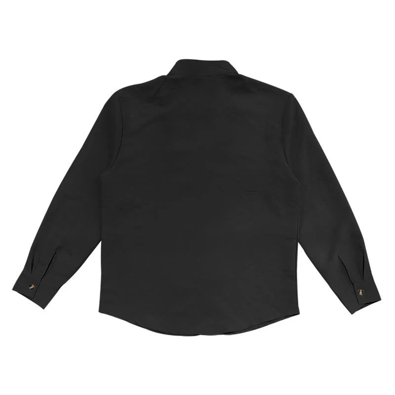 Buddha Stones Solid Color Buttons Fall Long Sleeve Men's Shirt
