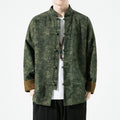 Buddha Stones Spring Printed Floral Pattern Men's Chinese Frog-button Long Sleeve Cotton Jacket