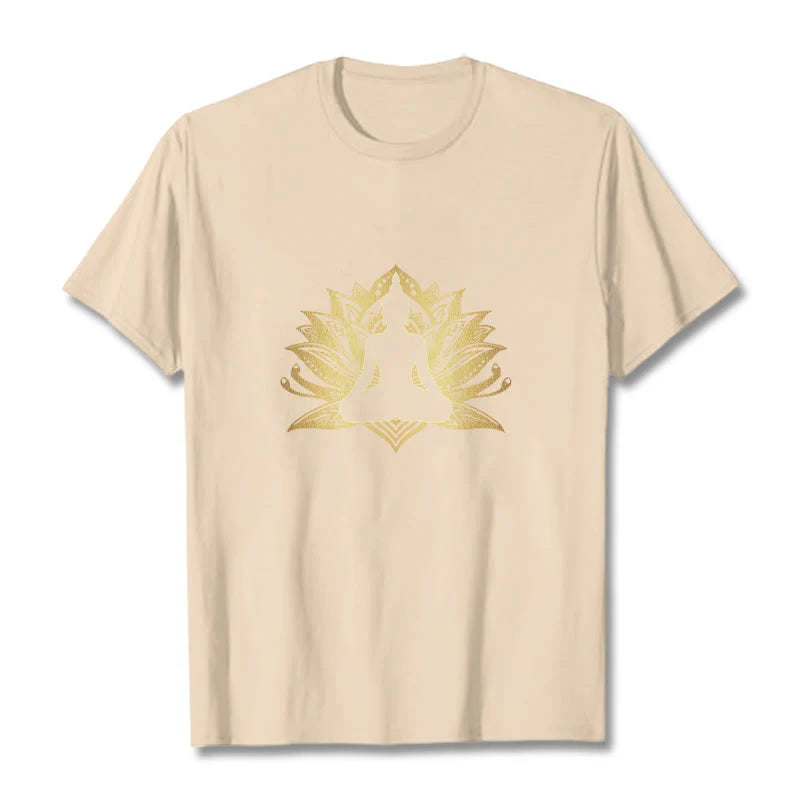Buddha Stones Golden Lotus Meditation Buddha Tee T-shirt
