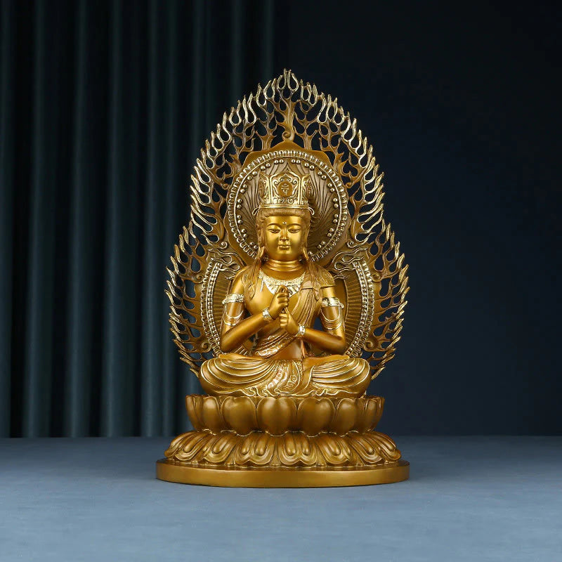 Buddha Stones Tathagata Buddha Figurine Serenity Copper Statue Home Offering Decoration