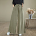 Buddha Stones Women's Pure Color Drawstring Cotton Linen Wide Leg Ankle-Length Pants With Pockets