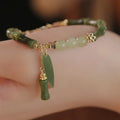Buddha Stones Jade Bamboo Leaf Lily Of The Valley Pattern Luck Abundance Bracelet