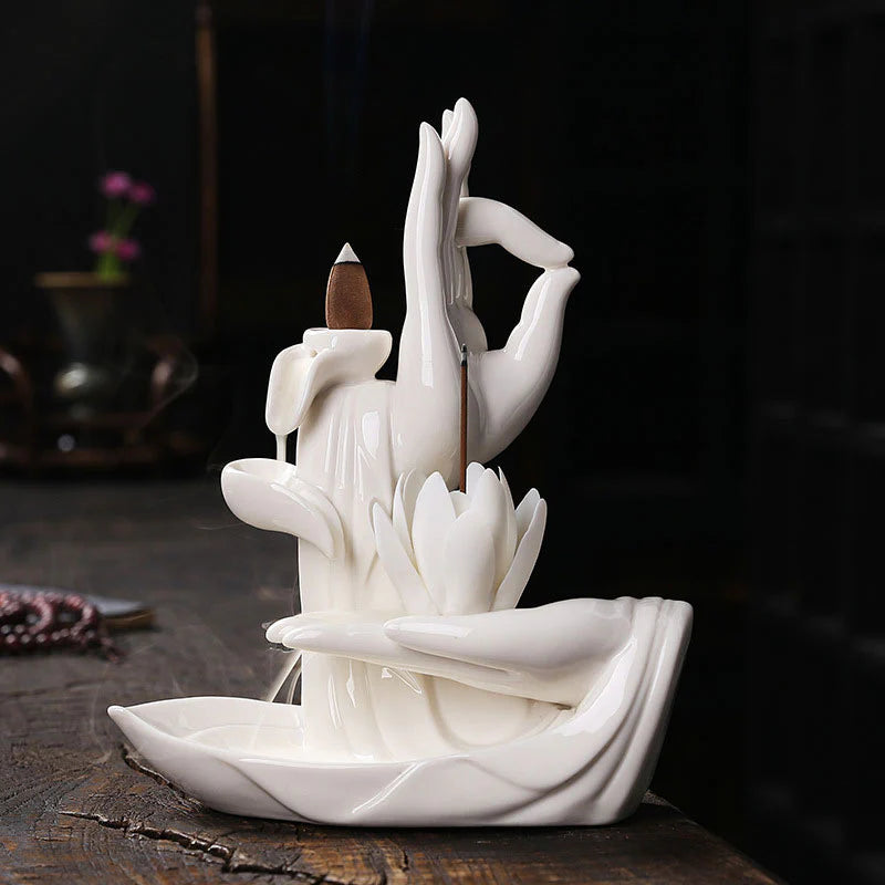 Buddha StonesTibetan Lotus Blessing Incense Burner Decoration (Extra 30% Off | USE CODE: FS30)