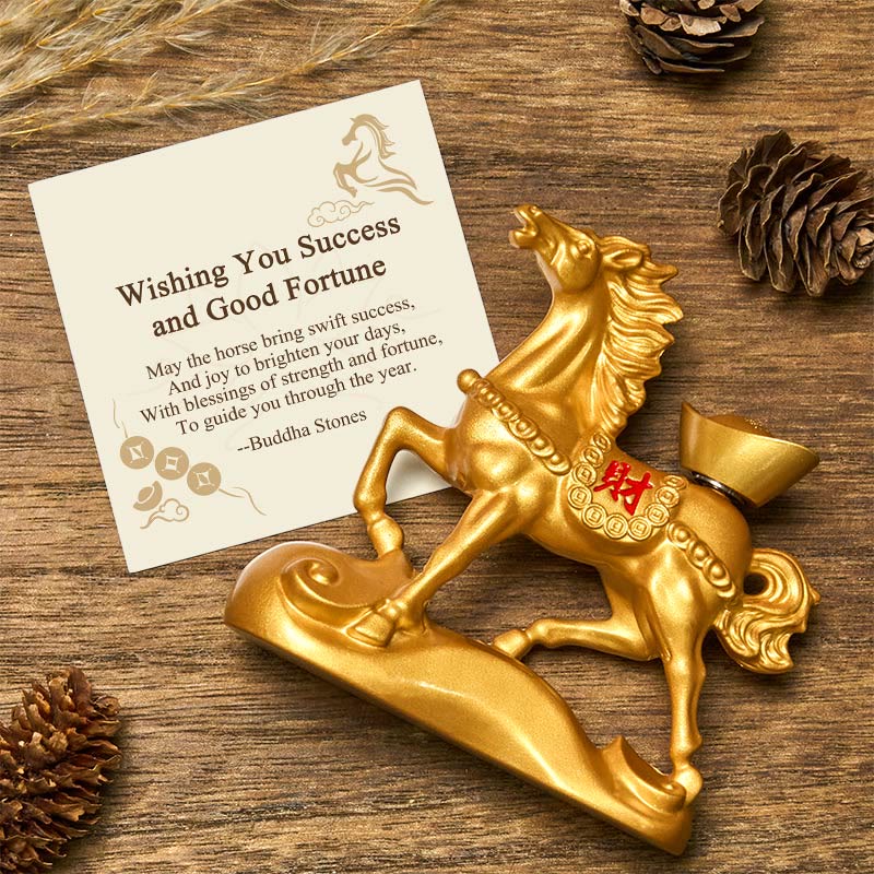 Buddha Stones Wishing You Success and Good Fortune Year of the Horse Decor Includes Gift Message Card