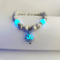 Buddha Stones Tibetan Turquoise Glowstone Luminous Bead Lotus Protection Bracelet