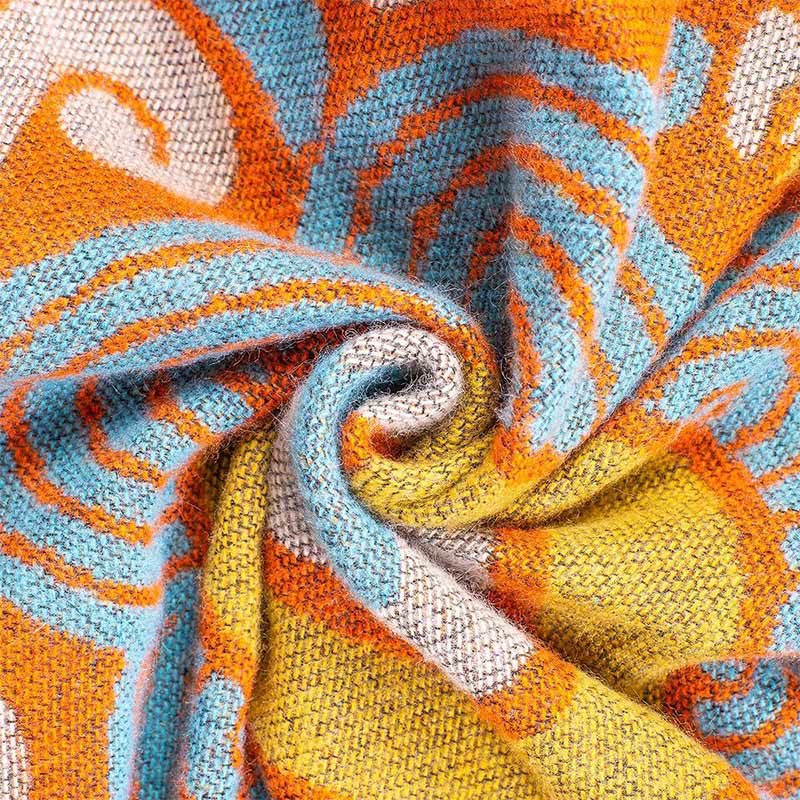 Buddha Stones Tibetan Open Front Auspicious Cloud Crane Pattern Unisex Cozy Scarf Shawl