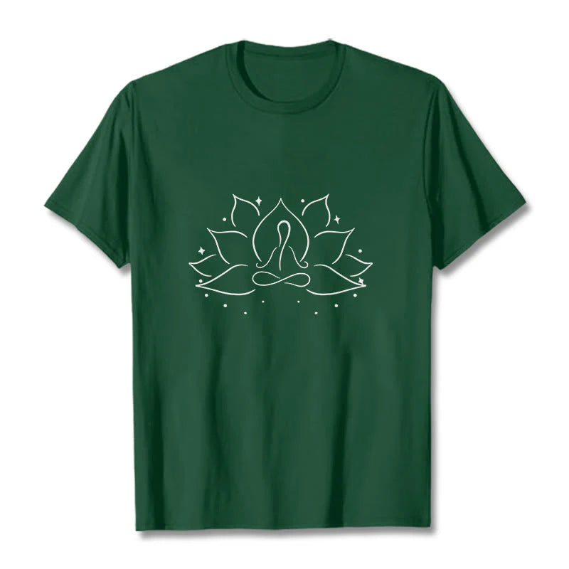 Buddha Stones Lotus Flower Meditative Yoga Pose Design Tee T-shirt